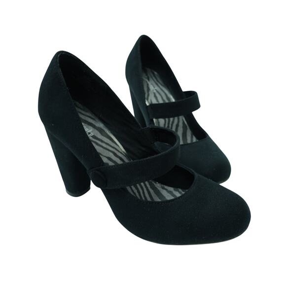 Y-Not? Womens Davina Mary Jane Shoes Round Toe Block Heel Suede Black Size 9 - Picture 1 of 8
